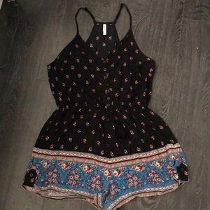 Navy print romper